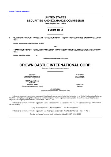 Vorschaubild Crown Castle 10-Q Quartalsbericht  