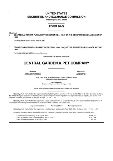 Miniature Central Garden & Pet 10-Q Rapport trimestriel  