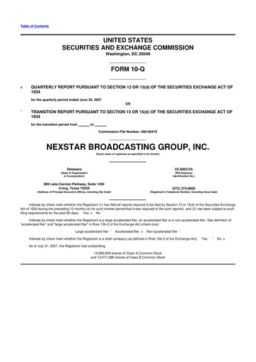Thumbnail Nexstar Media Group
 10-Q Quarterly Report FY 