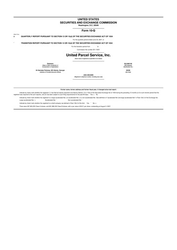 Miniature United Parcel Service 10-Q Rapport trimestriel  