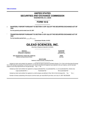Thumbnail Gilead Sciences 10-Q Quarterly Report FY 