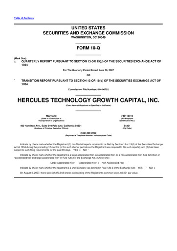Thumbnail Hercules Capital
 10-Q Quarterly Report FY 