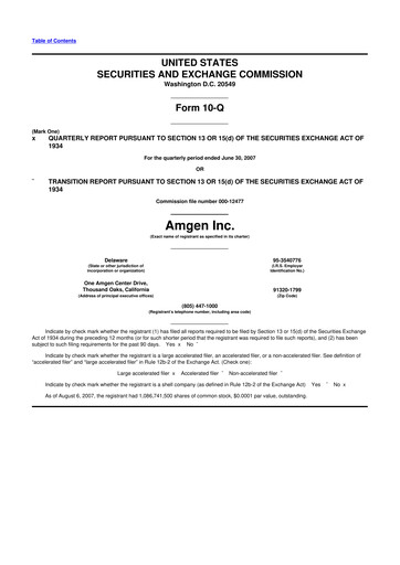 Miniature Amgen 10-Q Rapport trimestriel  