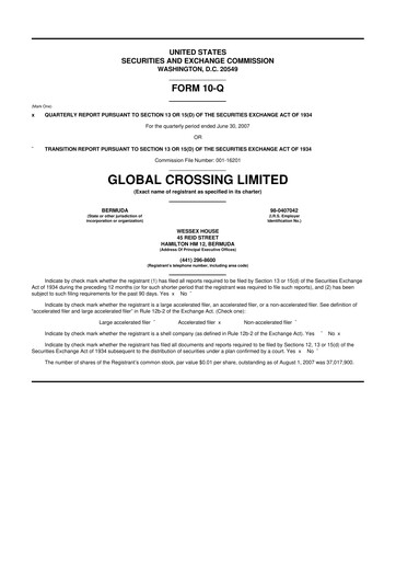 Thumbnail Global Crossing 10-Q Quarterly Report FY 
