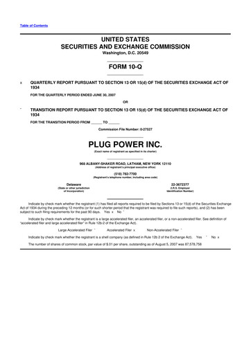 Thumbnail Plug Power 10-Q Quarterly Report FY 