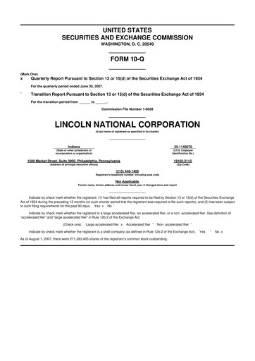 Vorschaubild Lincoln National Corporation 10-Q Quartalsbericht  