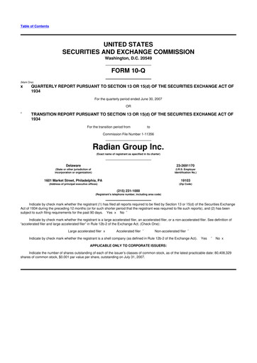 Thumbnail Radian Group
 10-Q Quarterly Report FY 