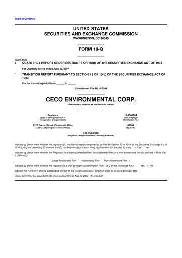 Thumbnail CECO Environmental
 10-Q Quarterly Report FY 