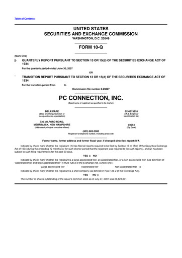 Miniature PC Connection
 10-Q Rapport trimestriel  