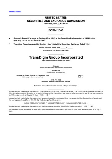 Thumbnail TransDigm Group 10-Q Quarterly Report FY 
