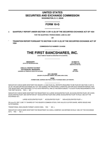 Thumbnail The First Bancshares 10-Q Quarterly Report FY 