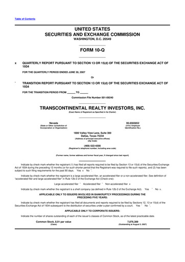 Thumbnail Transcontinental Realty Investors 10-Q Quarterly Report FY 