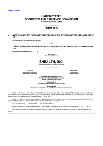 Thumbnail eHealth 10-Q Quarterly Report FY 