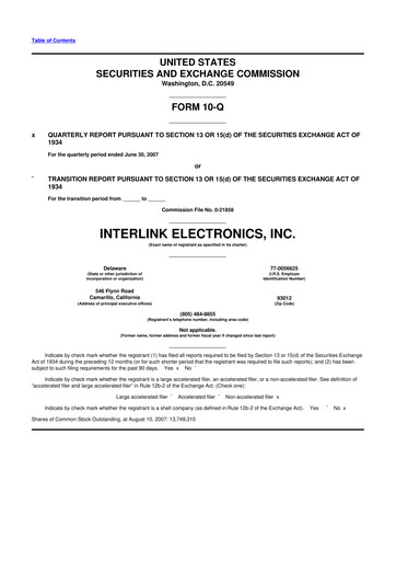 Thumbnail Interlink Electronics 10-Q Quarterly Report FY 