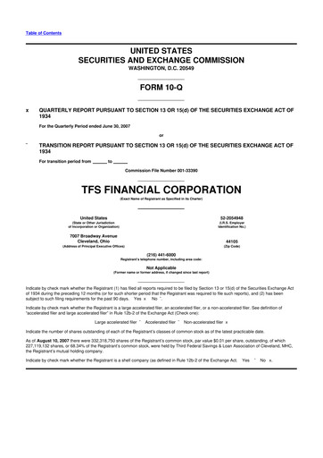 Thumbnail TFS Financial 10-Q Quarterly Report FY 