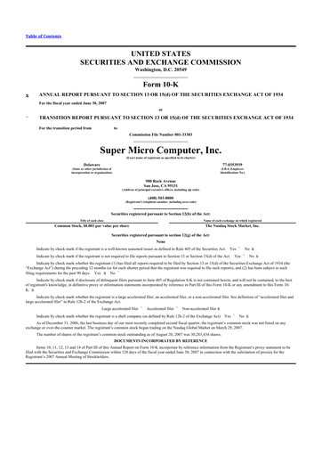 Thumbnail Supermicro 10-K Annual Report 