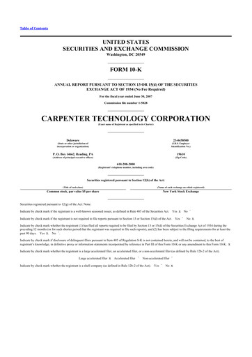 Thumbnail Carpenter Technology 10-K Annual Report 