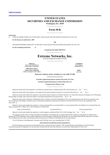 Thumbnail Extreme Networks
 10-K Annual Report 