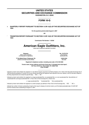 Thumbnail American Eagle Outfitters
 10-Q Quarterly Report FY 