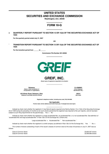 Thumbnail Greif 10-Q Quarterly Report FY 