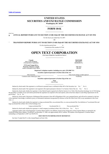 Thumbnail OpenText 10-K Annual Report 