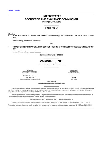 Miniature Vmware 10-Q Rapport trimestriel  