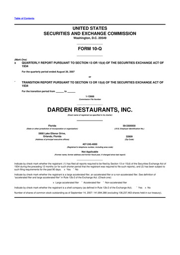 Vorschaubild Darden Restaurants
 10-Q Quartalsbericht  