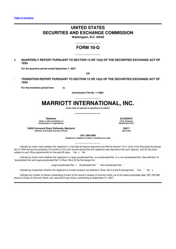 Vorschaubild Marriott International 10-Q Quartalsbericht  