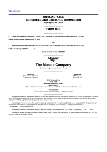 Thumbnail The Mosaic Company 10-Q Quarterly Report FY 