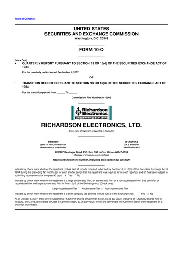 Miniature Richardson Electronics 10-Q Rapport trimestriel  