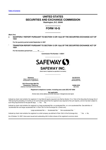 Thumbnail Safeway 10-Q Quarterly Report FY 