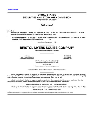 Thumbnail Bristol-Myers Squibb 10-Q Quarterly Report FY 