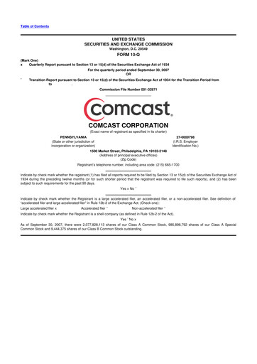 Miniature Comcast 10-Q Rapport trimestriel  