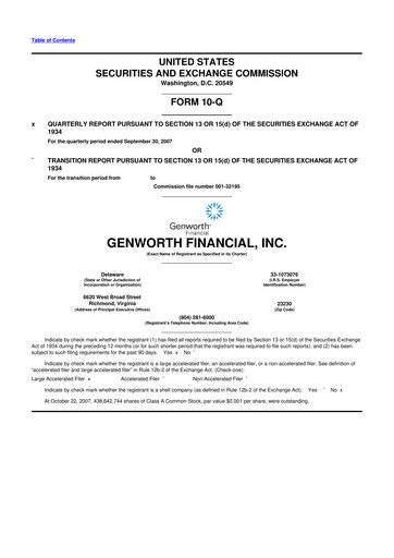 Miniature Genworth Financial
 10-Q Rapport trimestriel  