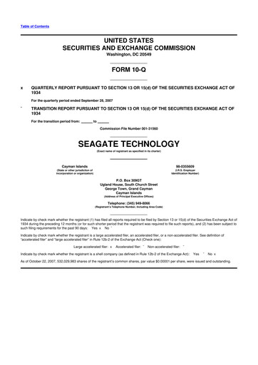 Thumbnail Seagate Technology 10-Q Quarterly Report FY 