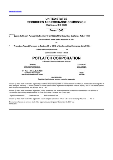 Thumbnail PotlatchDeltic
 10-Q Quarterly Report FY 