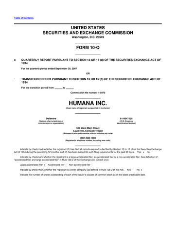 Vorschaubild Humana 10-Q Quartalsbericht  