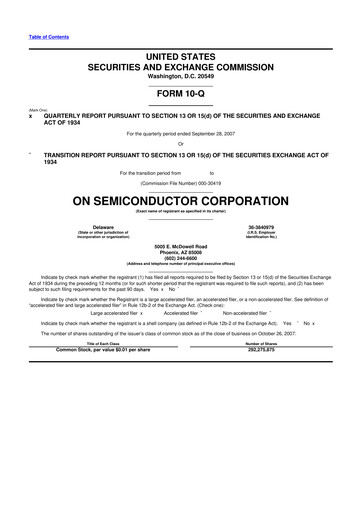 Thumbnail ON Semiconductor 10-Q Quarterly Report FY 