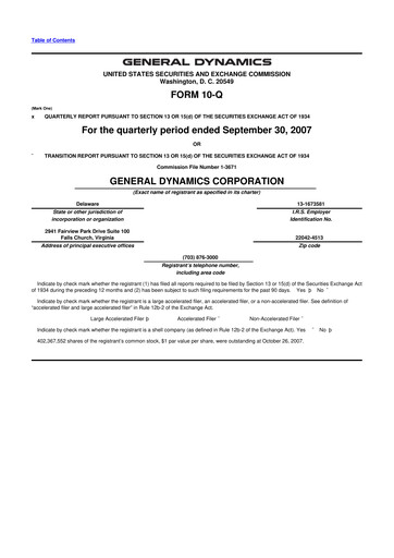 Miniature General Dynamics 10-Q Rapport trimestriel  