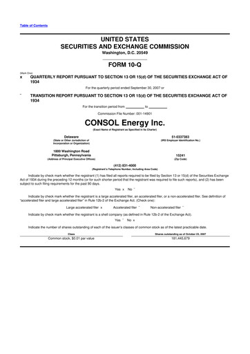 Thumbnail CNX Resources
 10-Q Quarterly Report FY 