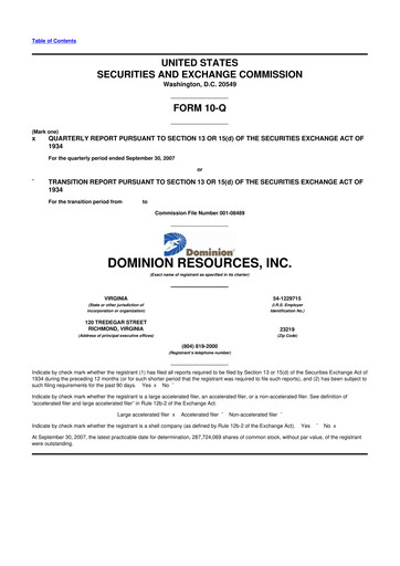 Thumbnail Dominion Energy 10-Q Quarterly Report FY 