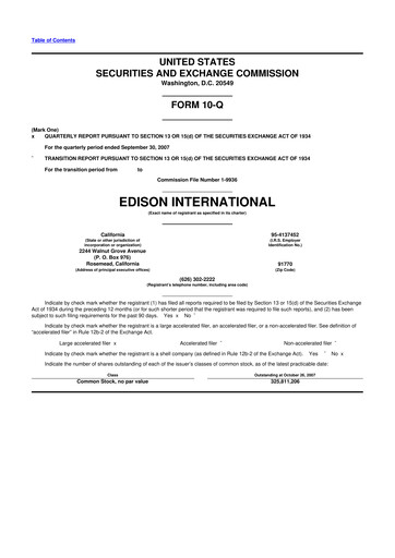 Thumbnail Edison International
 10-Q Quarterly Report FY 