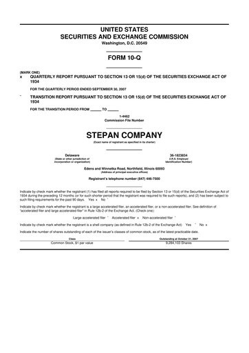 Thumbnail Stepan Company
 10-Q Quarterly Report FY 