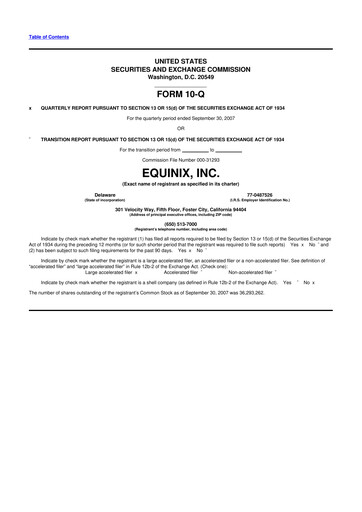 Thumbnail Equinix 10-Q Quarterly Report FY 