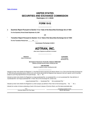 Thumbnail ADTRAN 10-Q Quarterly Report FY 