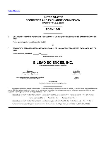 Thumbnail Gilead Sciences 10-Q Quarterly Report FY 