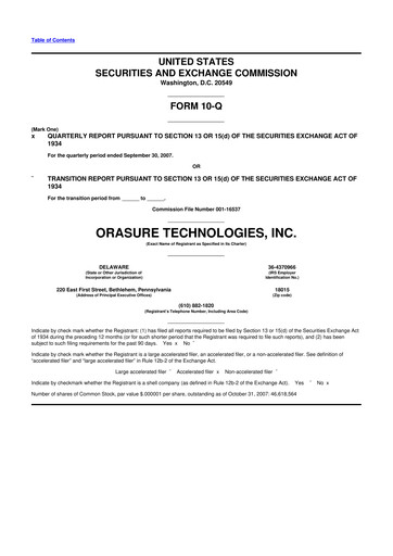 Thumbnail OraSure Technologies 10-Q Quarterly Report FY 