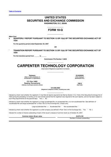 Thumbnail Carpenter Technology 10-Q Quarterly Report FY 