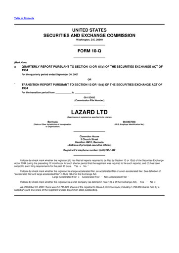 Thumbnail Lazard 10-Q Quarterly Report FY 