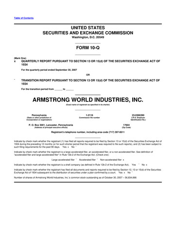 Vorschaubild Armstrong World Industries
 10-Q Quartalsbericht  